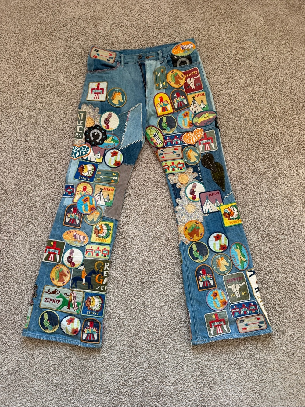 Authentic Kapital Patchwork Flare Pants size 34